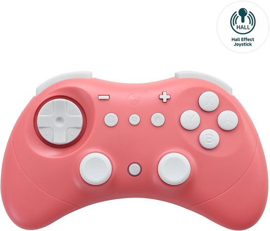 Draadloze Controller voor Switch, Windows PC, Android, iOS - Hall-Effect Joysticks, 1000Hz Bedraad, 730Hz Bluetooth, Gyroscoop, Dual Vibration, Turbo Functie - Roze