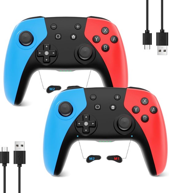 Draadloze Controllers - Gamepad Set - Gaming Systeem - Hall Joystick Gyroscoop - 16.8 x 12.6 cm - Zwart van Merkloos