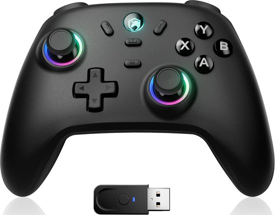 Draadloze Game Controller met Hall Joysticks, 1000 Hz, RGB en Trillingen voor PC, Switch, Steam Deck en Mobiel van Merkloos