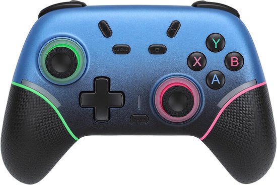 Draadloze Gamecontroller - Gamepad Bluetooth - Gaming op PC - RGB Verlichting - 16.2 x 12.2 x 7.5 cm - Zwart