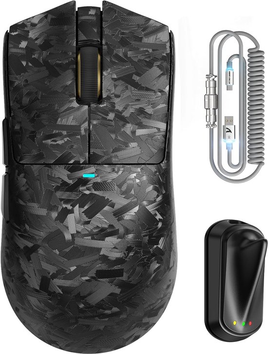 Draadloze Gaming Muis - Ergonomische Muis - Intensief Gamen - Ultralicht 59g Koolstofvezel - 12.7 x 6.3 x 4 cm van Merkloos