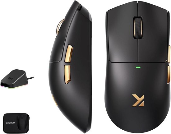 Draadloze Gaming Muis - Ergonomische Muis PC - Competitieve Dominantie - Magnetisch Laadstation - 59 g - Zwart van Merkloos