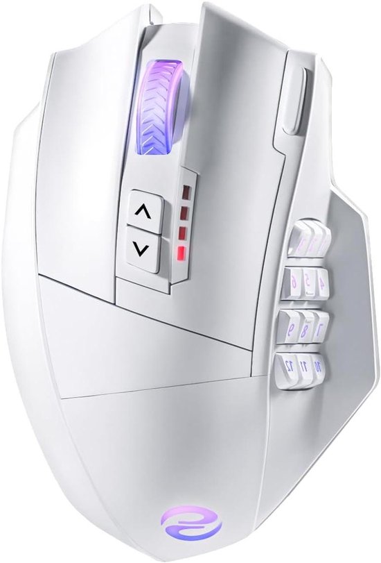 Draadloze Gaming Muis - MMO Muis Programmeerbare Muis - PC Gaming - 16 Programmeerbare Knoppen - 16000 DPI - Wit van Merkloos