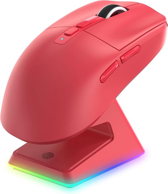Draadloze Gaming Muis - Ultralichte Muis - Snelle Games - Magnetisch Oplaadstation - 49 g - Rood van Merkloos
