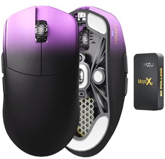 Draadloze gamingmuis 47 g - Ultra lichtgewicht, optische schakelaar, 30000 DPI, symmetrisch design van Merkloos