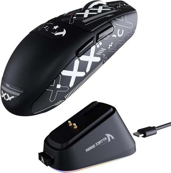 Draadloze Gamingmuis - PC Muis Gamer Muis - Gaming Prestaties - PixArt PAW3311 Sensor - 62 gram - Zwart & Tape