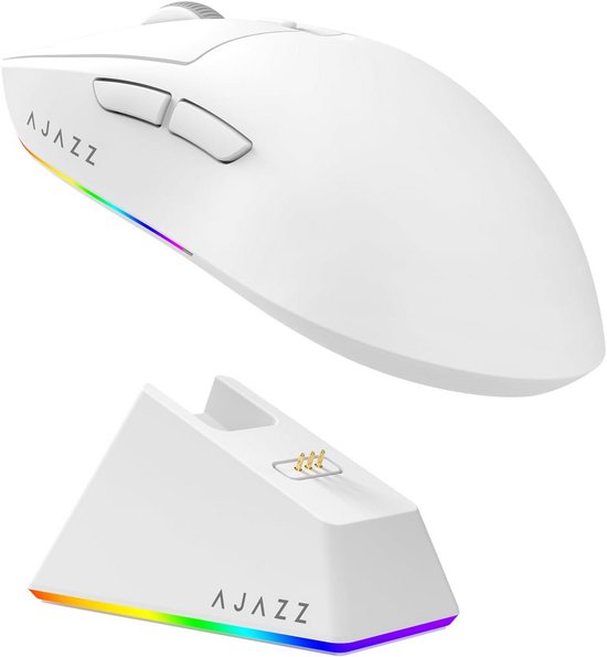 Draadloze MC Gamingmuis met Oplaadstation, Superlichtgewicht 66g, 12.000 DPI en Tri-Mode Connectiviteit van Merkloos