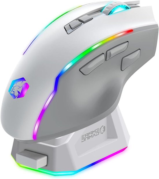 Draadloze Muis - Gaming Muis - Intensief Gebruik - Drie Verbindingsmodi - 10000 DPI - Wit