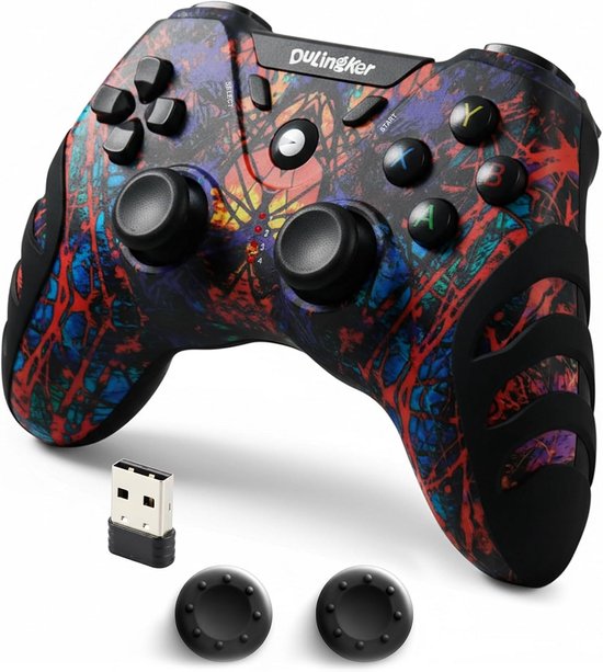 Draadloze PC Game Controller met Dual Vibration voor Windows, PS3, Android TV en Laptop van Merkloos