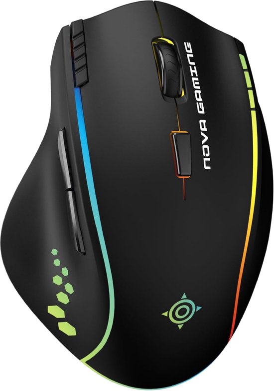 Draadloze RGB Gaming Muis - Programmeerbaar, Hoge Precisie DPI, 9 LED Modus Opties van Merkloos