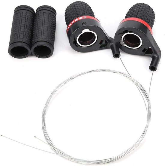 Draaischakelaar Versnellingspook voor Mountainbike Fiets (Rood en Zwart) van Merkloos