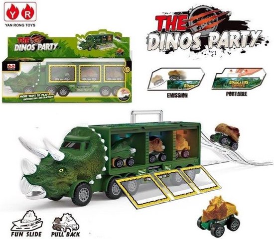 Duckiez Dinotruck Met 3 Dino Autos Inside - 1 stuk van Merkloos
