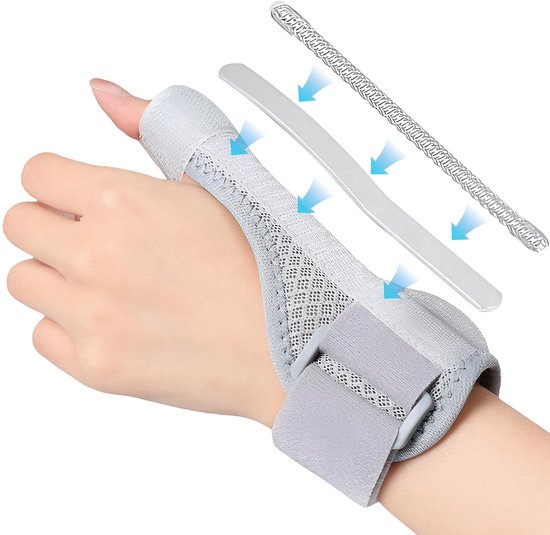 duimbrace met kliksluiting, rizoartrose met aluminium strips, veerstrips voor artritis, peesontsteking en gewrichtsblessures, CMC, voor linker- en rechterhand (grijs)