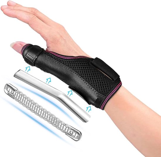 Duimbrace, Omkeerbaar, Duimorthese voor Rechts en Links, Duimspalk met Twee Metalen Rails, Rhizartrose Duimbandage voor Artritis, Peesschedeontsteking, Verstuikingen - S