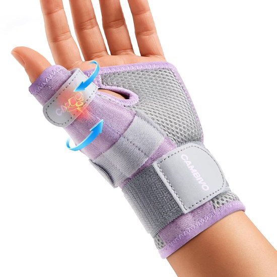Duimbrace Polsbrace Universeel met Versterkte Spalk, 1 Stuk | 3 Verstelbare Riemen voor Aanpasbare Pasvorm, Ademend Materiaal voor Dagelijks Gebruik, Werk en Sport, Roze, L/XL