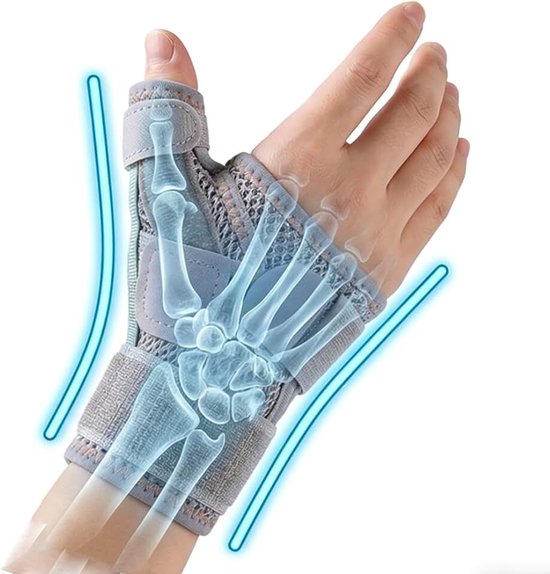 Duimbrace rechts & links, duimorthese in universele maat voor artritis, verstelbare universele maat voor artritis, peesontsteking, gewrichtspijn (grijs)