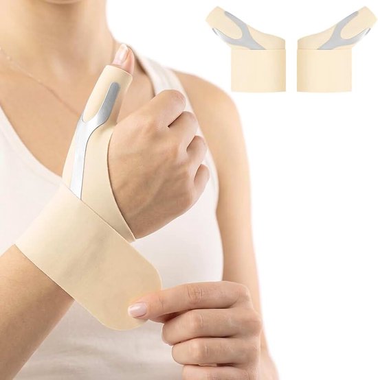 Duimorthese, duimsteunhandschoenen, ademend, rechts, links, M | 2 stuks duimspalk rechts links met elastische steunstang, verstelbare polsspalk met elastische banden, uniseks, gekleurd