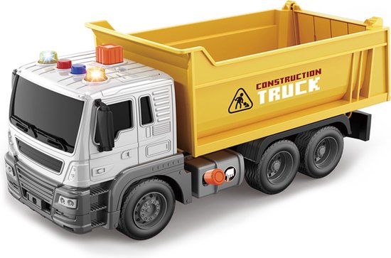 Dumper vrachtwagen - Frictie Dump Truck 24.5CM - met geluid - verstelbaar laadbak van Hot Wheels