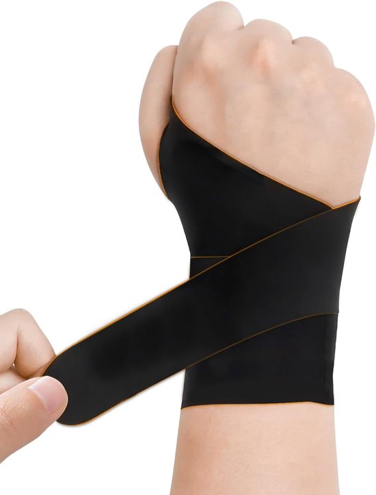 Dunne 1,2mm Polsbrace, Carpaal Tunnel Polsondersteuning met Siliconen Massagepunten, Ademend Spandex Stabilisator (Zwart/Oranje)