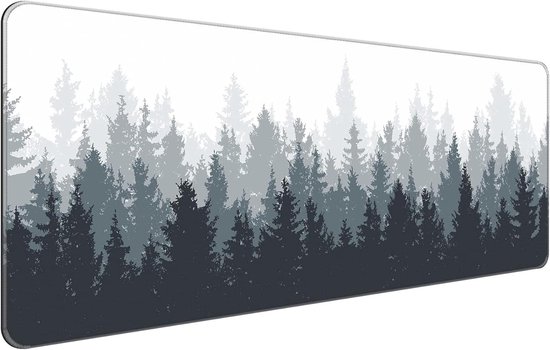 Dynippy Dunne uitgebreide gaming-muismat met gestikte randen grote muismat lang XXL toetsenbord en muismat bureaumat voor gaming kantoor en thuis 31,5x11,8x0,9 cm - Forest Tree