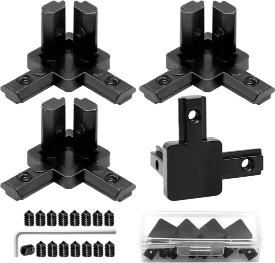 Eckverbinder voor aluminium profielen, 4 stuks, 3-weg, voor 6 mm T-slot