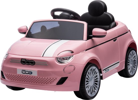 Eco Toys - Elektrische Fiat 500 Kinderauto - Roze - Met Afstandsbediening, Claxon & Verlicht Dashboard - Snelheid 3,2 km/u - Vanaf 3 Jaar - Max. 30 kg van Merkloos