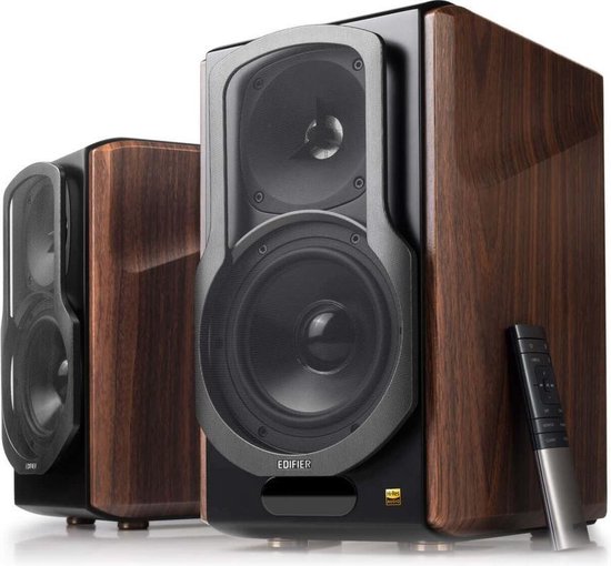 Edifier S2000MKIII bluetooth 5.0 met aptx boekenplank speakers - Walnoot van Edifier