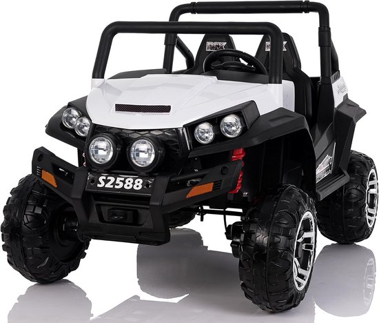 Elektrische Kinderspeelgoedauto 2 Persoons Wit met 4 Motoren en Afstandsbediening van Merkloos