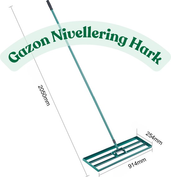 EliteNest® - Gazon Nivellering Hark - Leveler - Zwaar - Stalen Verlengde Handgreep - 198 cm - Voor Tuin en Golfbanen van EliteNest
