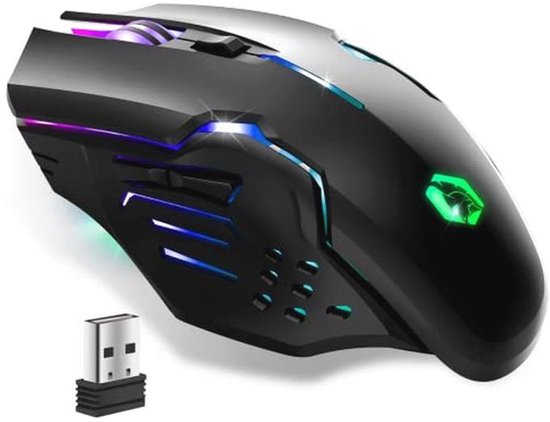 EMPIRE GAMING - RF903 Wireless Rechargeable Gaming Mouse 2.4GHz - RGB LED Backlight - Ergonomic - 4800 DPI 500Hz - PS4, PS5, Xbox One/Series, PC and Mac - Black van Merkloos