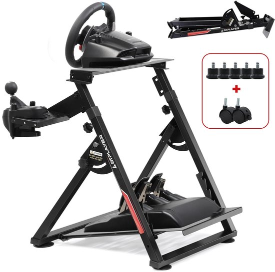 Emvae Stuurwielstandaard - Gaming Standaard - Racing Wheel Stand - Racestuur Houder voor PS4 Xbox PC - 64 x 43 x 64 cm - Koolstofstaal - Zwart