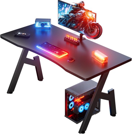 Ergonomisch Gaming Bureau 80 x 50 cm - Stabiele PC-tafel met Koolstofvezeloppervlak - Ideaal voor Gaming en Kantoor van Merkloos