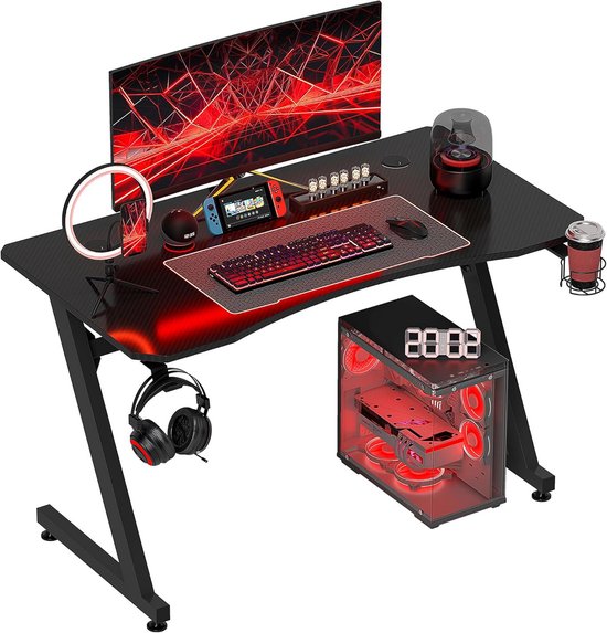 Ergonomisch Gamingbureau 120x60 cm met Kabeldoorvoer en Accessoires van Lumaland