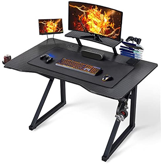 Ergonomisch Gamingbureau met Monitorhouder en Bekerhouder - 110x70 cm van Merkloos