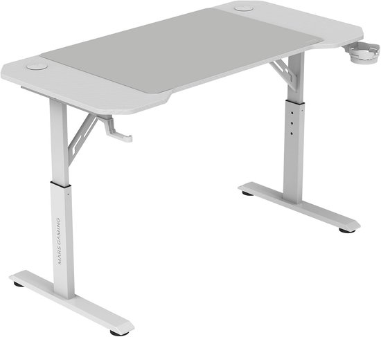 Ergonomisch In Hoogte Verstelbaar Gaming Bureau 120x60cm met XXL Muismat en Kabelmanagement - Wit van Merkloos