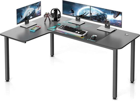 Ergonomisch L-vormig Gaming Bureau Hoektafel met Kabelmanagement en Muispad van Merkloos