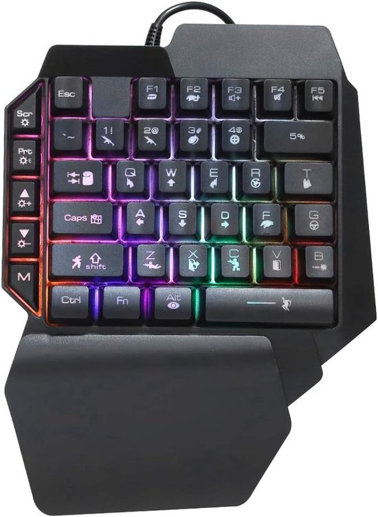 Ergonomisch Mini Gaming Toetsenbord met 39 Toetsen, RGB Verlichting, Draagbaar en Professioneel voor PC Gamers en Gaming Accessoires