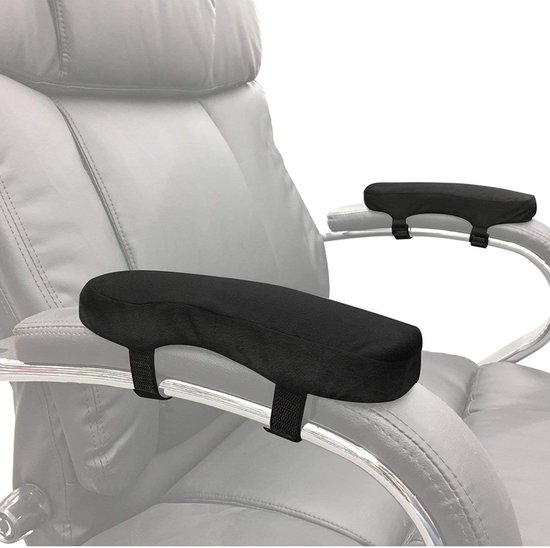 Ergonomische Armsteun Kussens voor Bureau- en Gamingstoelen, Geheugenfoam en Antislip Ondersteuning voor Ellebogen (Zwart)