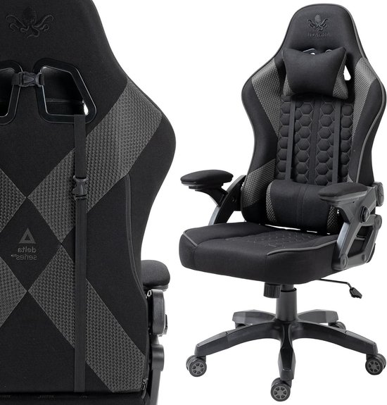 Ergonomische bureaustoel - Comfortabele stoel - Langdurig zitten - Verstelbare armleuningen - 126 cm hoog - Zwart grafiet
