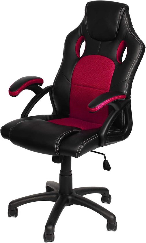 Ergonomische bureaustoel - Directiestoel speelstoel - Comfortabel werken gamen - Kantelmechanisme verstelbaar - Tot 150 kg - Zwart rood