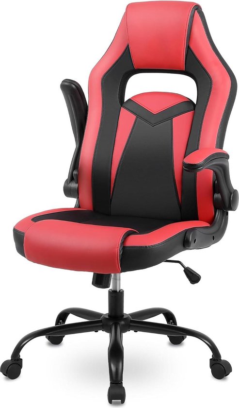 Ergonomische Bureaustoel met Opklapbare Armleuningen - Game Stoel van PU-leer - Ergonomische Gaming Stoel tot 150 kg - Comfortabele Gaming Chair Gaming chair van Merkloos