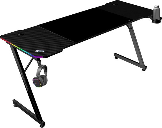 Ergonomische Gaming Bureaublad met RGB-Verlichting en XXL Muismat
