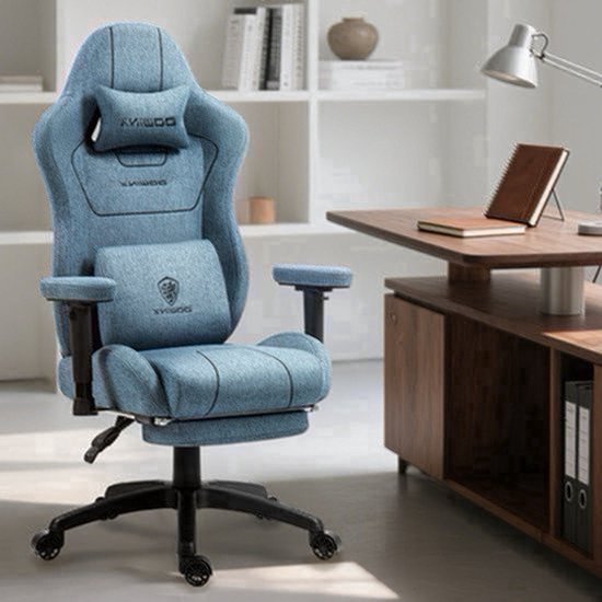 Ergonomische Gaming Stoel – Bureaustoel – Computestoel – Racestoel – Zwarte Werkstoel – Hoog Rugleuning – Verstelbare Armleuningen & Voetensteun – Stevig Metalen Frame
