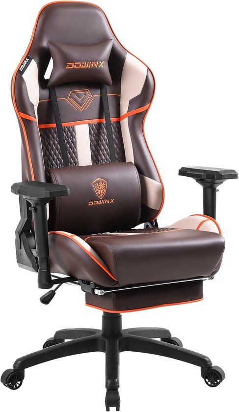 Ergonomische Gaming Stoel met Hoge Belastbaarheid 150kg - PU-Leer - Inclusief 4D Armsteunen en Voetensteun van Merkloos