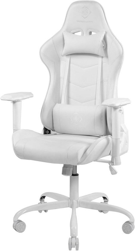Ergonomische Gaming Stoel met Lendekussen en Verstelbare Armsteunen, Wit van Merkloos