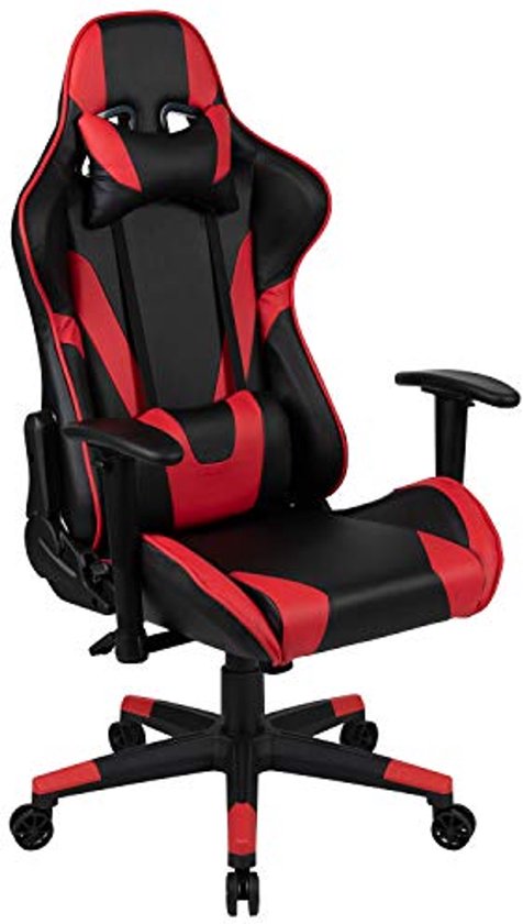 Ergonomische Gaming Stoel met Verstelbare Armsteunen en Mesh Stoffering - Zwart/Rood van Merkloos