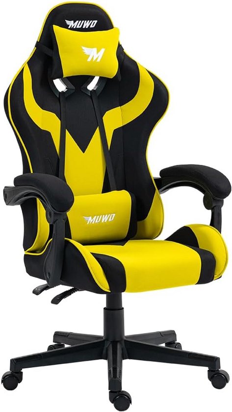 Ergonomische Gaming Stoel met Verstelbare Hoogte en Rugleuning - Geel van Merkloos