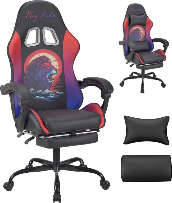 Ergonomische Gaming Stoel met Voetsteun - Luxe Bureaustoel voor Computer en Werk van Merkloos