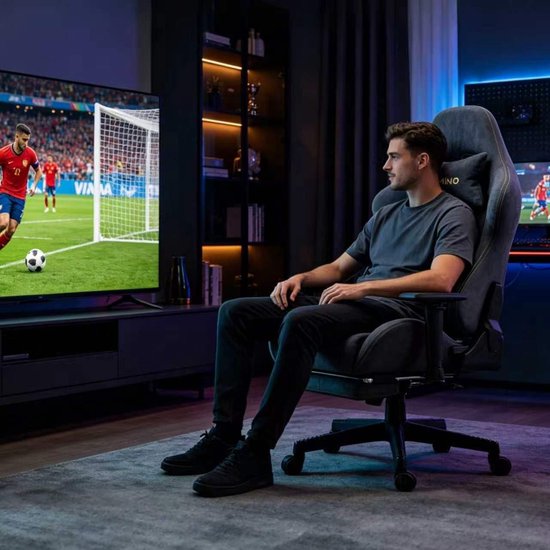 Ergonomische Gaming Stoel - Synthetisch Suède Rood - Verstelbare Rugleuning - Telescoop Voetensteun - Voor Kantoor en Gaming