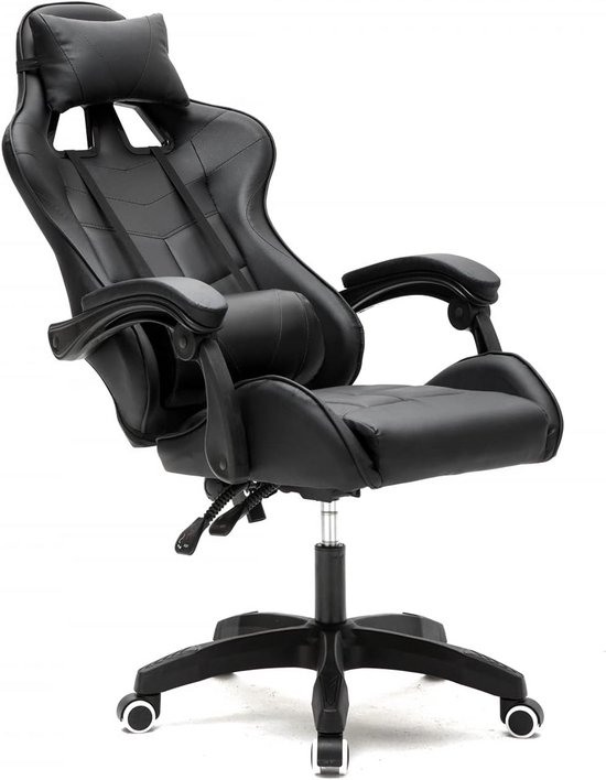 Ergonomische Gaming Stoel voor Tieners - Zwart Bureaustoel Race Design van Merkloos